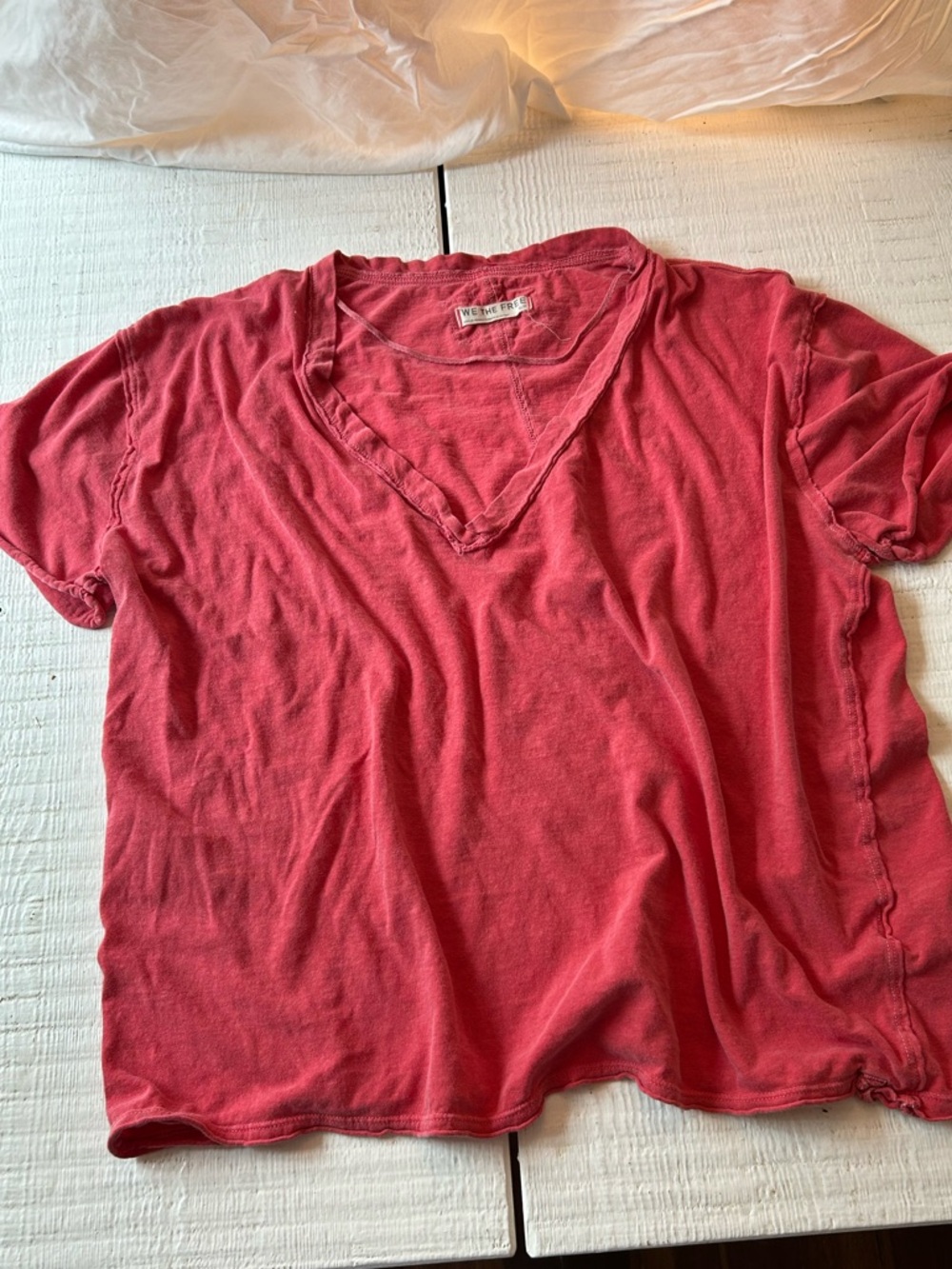 We The Free faded red deep small V-neck tee